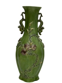 Carved longevity peach double-handled flat bottle