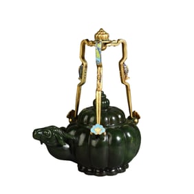 Hetian Jade Sheep Head Pot Stationery Ornament