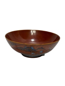 Blue and white alum red figure bowl