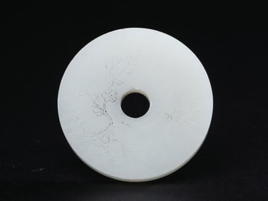 Jade Bi with Flower and Bird Patterns