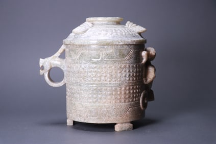 Jade Grain Pattern Dragon Covered Cup