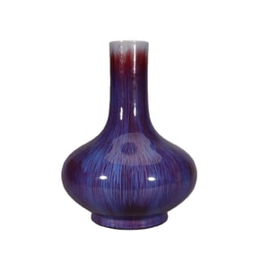 Water chestnut bottle with kiln-transformed glaze