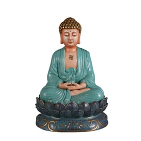 Jun glaze gilded Shakyamuni Buddha statue