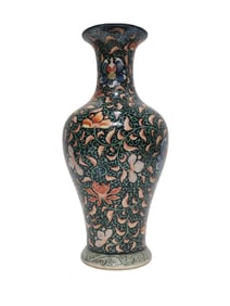 Ink-ground polychrome floral pattern bottle