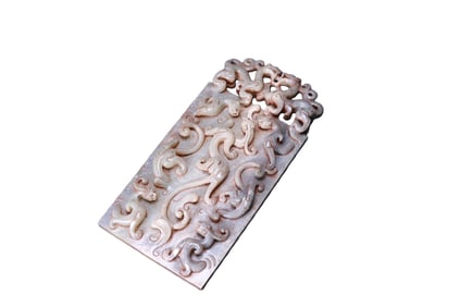 Jade tablet with cloud and dragon design