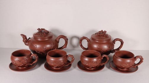 Squirrel and Grape Ten-Piece Zisha Teapot Set