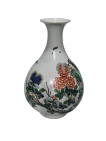 Colorful Flowers and Birds in a Jade Pot