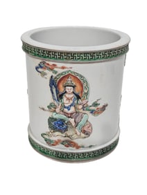 Five-color relief Buddha image pen holder