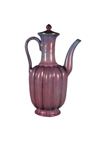 Jun ware rose-purple glazed melon-shaped teapot