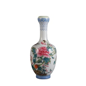 Enameled garlic-shaped bottle with butterfly and flower pattern