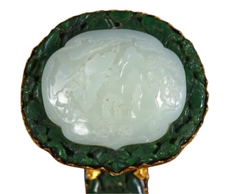 Hetian jade inlaid with white jade and gold-plated Ruyi