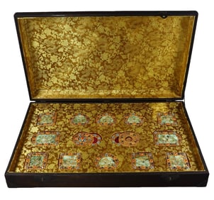 A box of gilded and jade-inlaid belts