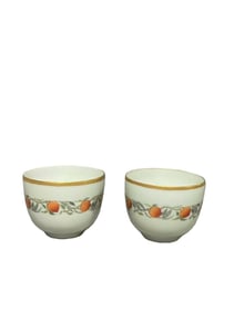 pair of famille rose and gilt peach-patterned cups