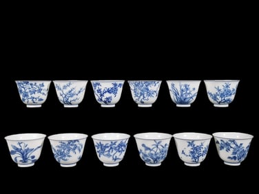 Blue and white floral patterns of the 24 solar terms