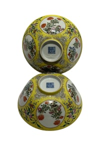 Yellow-ground floral bowl with open window