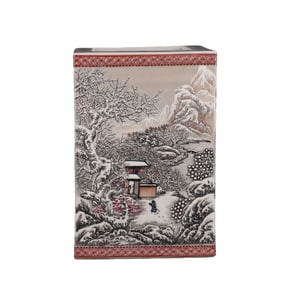 Pastel Snow Scene Square Pen Holder