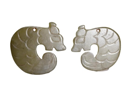 A pair of jade dragons