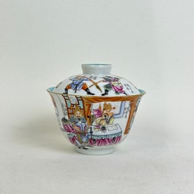 Water Margin Character Pattern Covered Bowl