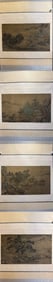 Qiu Ying's "Four Views" silk scroll, four panels