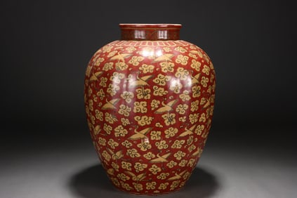Coral and Crane Pattern Bottle