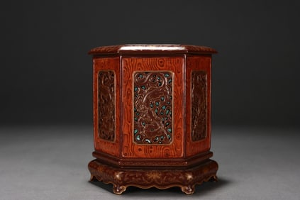 Wood Grain Glazed Dragon Pattern Bottle