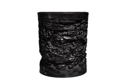 Rosewood Pen Holder with Figures and Stories - Scholar's Object