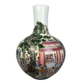 Panoramic Famille Rose Hundred Beauties Celestial Globe Vase