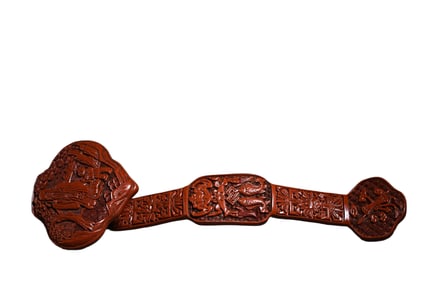 Lacquerware carved red lacquer longevity star ruyi scholar's desk ornament