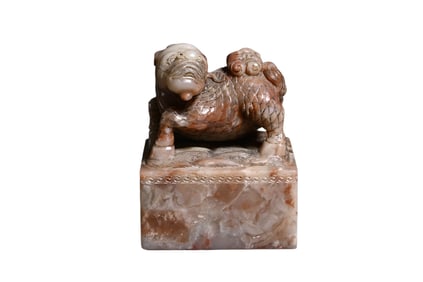 Shoushan stone Qilin seal scholar's ornament