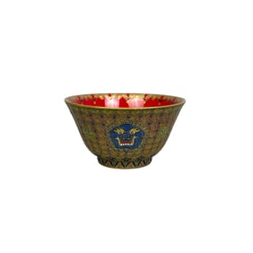 Enamel-painted, heavily gilded cup with auspicious beast and ruyi motifs