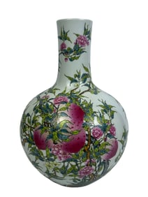 Famille Rose Eight-Peach Pattern Celestial Globe Vase