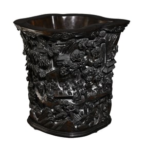 Agarwood Figure Story Pen Holder Ornament