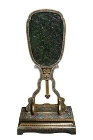 Cloisonné enamel inlaid with Hetian jade dragon pattern screen ornament