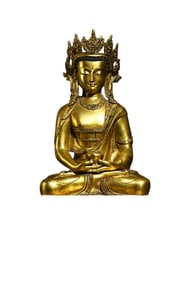 Gilded bronze Guanyin scholar's desk ornament