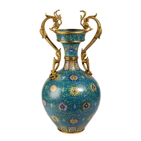 Cloisonné Enamel Dragon-Shaped Neck Vase