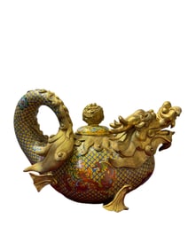 Cloisonné enamelFish and Dragon Pot