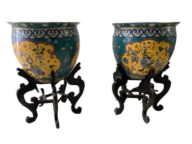 Cloisonné enamel antique floral treasure bowl