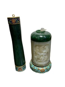 Cloisonné inlaid with Hetian jade, the Four Treasures of the Study