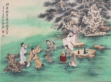 Zhang Daqian's "Drunken Dance" Two-Fold Screen