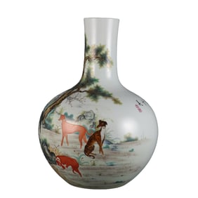 Enamel-painted Ten Perfections Celestial Globe Vase