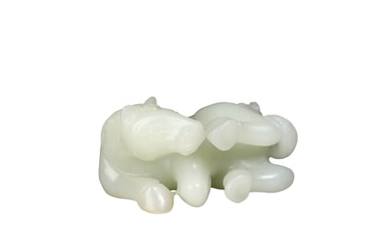 Hetian jade horse scholar's desk ornament