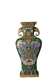 Cloisonné enamel dragon-patterned elephant-ear vase scholar's ornament
