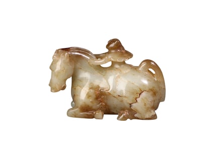 Hetian jade horse scholar's desk ornament