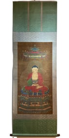 Buddha statueSilk hanging scroll