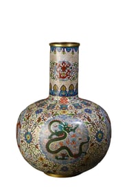 Cloisonné enamel dragon-patterned celestial globe vase, scholar's desk ornament