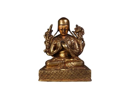 Gilt Bronze God of Wealth Tibetan Buddhist Statue Scholar's Object