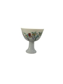 Doucai Flower and Bird Pattern Stem Cup