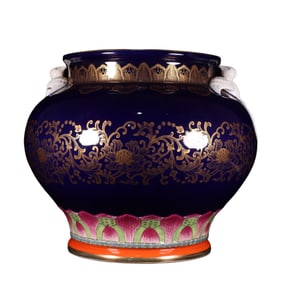 Blue-and-Gold Swallow Jar