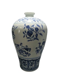 Blue and white plum vase with fruit and branch design