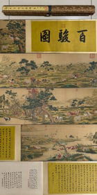 Lang Shining's Hundred Horses ScrollSilk